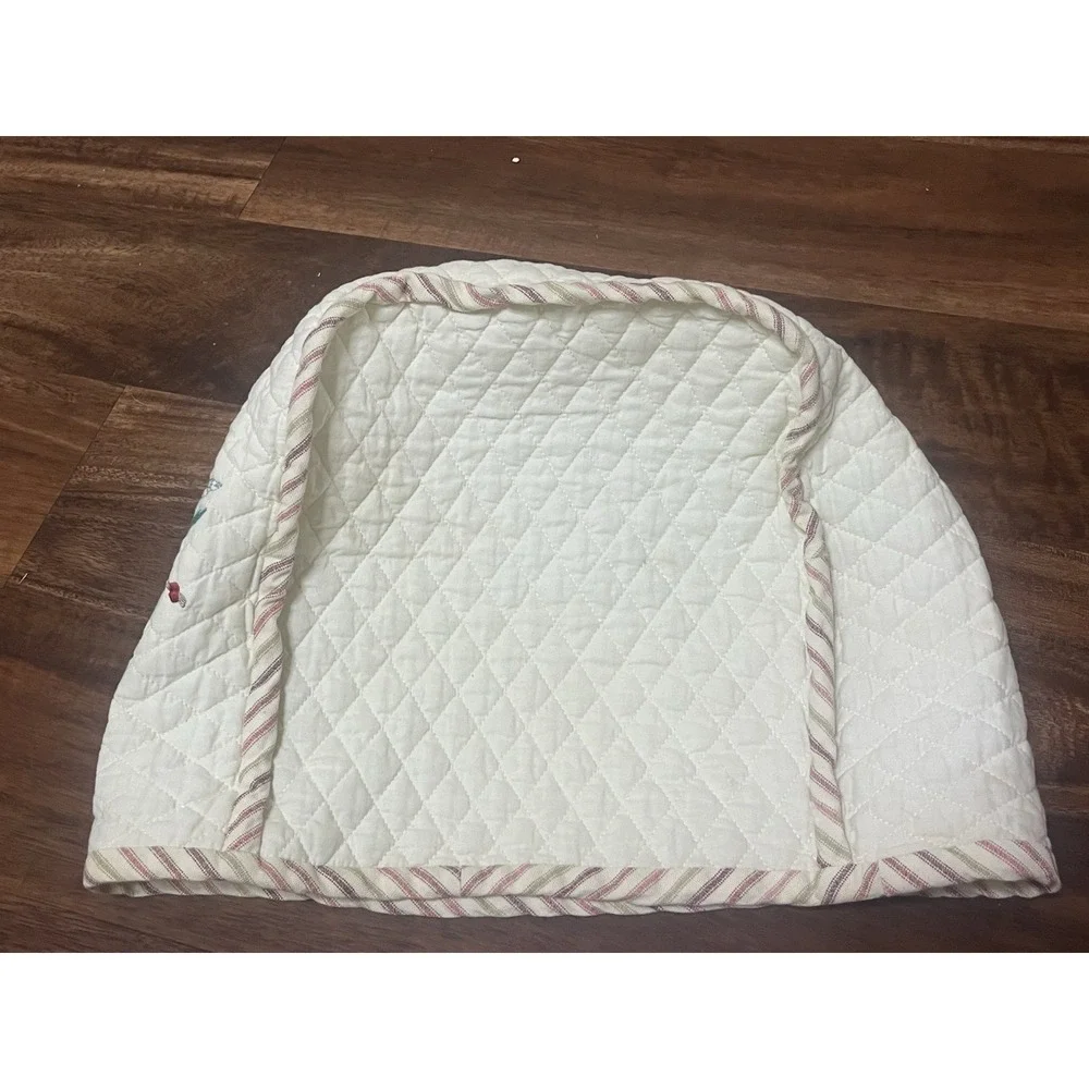 Vintage 1980s Embroidered Quilted Cotton Appliance Cover Coffee Maker Blender
